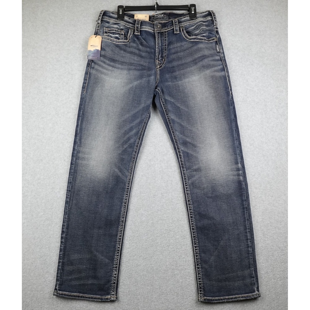 Silver Jeans Grayson Mens 34x30 Indigo Blue Easy Fit Straight Leg Denim NWT